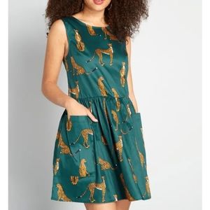Leopard Cheetah Modcloth Pocket Babydoll Sundress